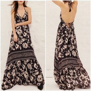 ba&sh Black and Cream Floral Maxi Dress